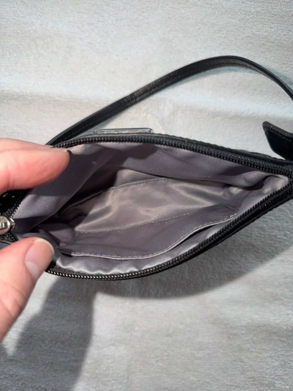 Coach Signature Pleated Wristlet (model F47206) in black - Picture 3 of 6